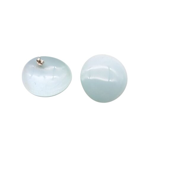 Vintage Large Round Baby Blue Enamel Stud Earrings - Picture 4 of 4